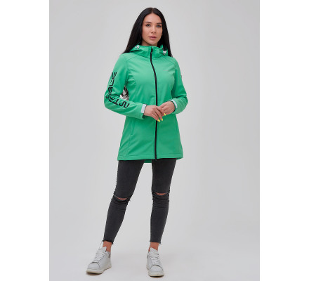 Парка женская осенняя весенняя softshell зеленого цвета 2023Z