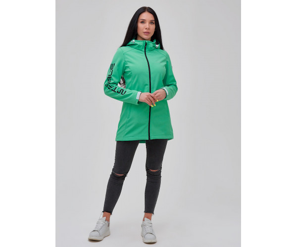 Парка женская осенняя весенняя softshell зеленого цвета 2023Z