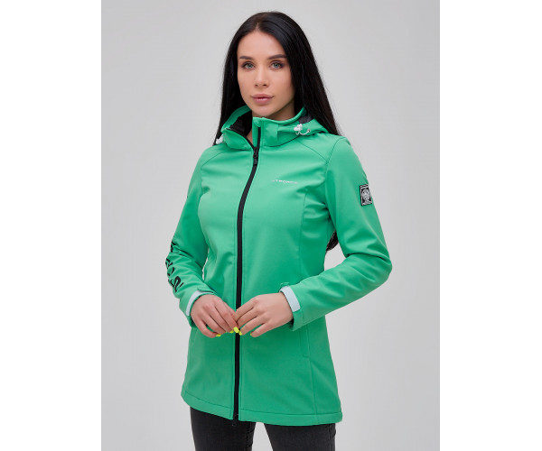 Парка женская осенняя весенняя softshell зеленого цвета 2023Z