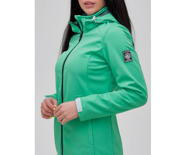 Парка женская осенняя весенняя softshell зеленого цвета 2023Z