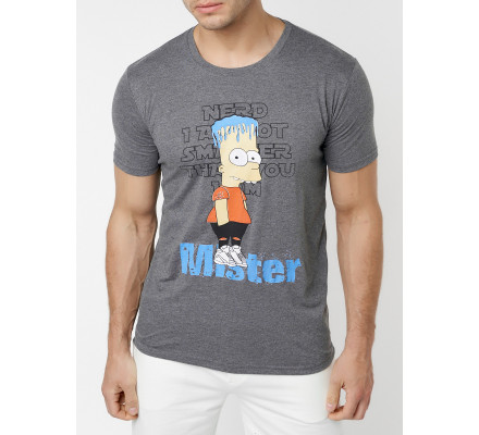 Мужские футболки с принтом серого цвета 221418Sr