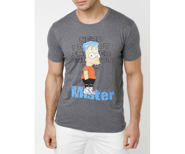 Мужские футболки с принтом серого цвета 221418Sr