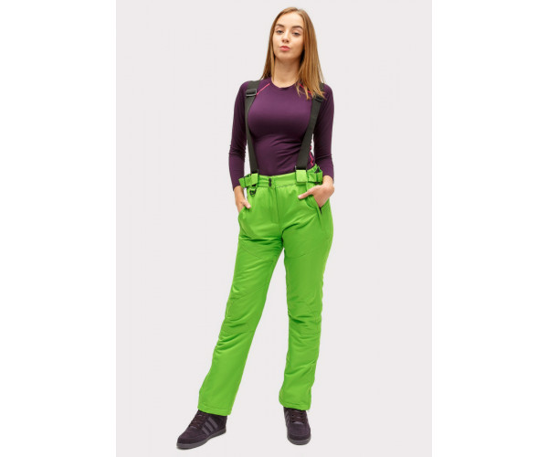 Женские зимние горнолыжные брюки салатового цвета 905Sl