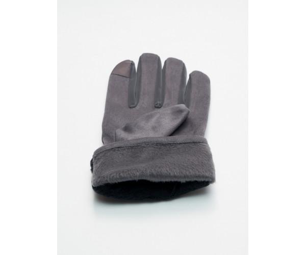 Классические перчатки зимние мужские серого цвета 603Sr