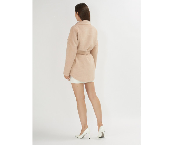 Полупальто демисезонное бежевого цвета 42101B