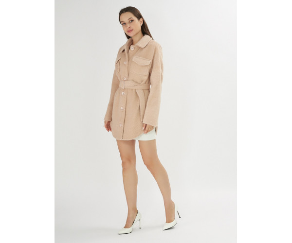 Полупальто демисезонное бежевого цвета 42101B