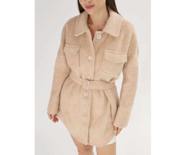 Полупальто демисезонное бежевого цвета 42101B