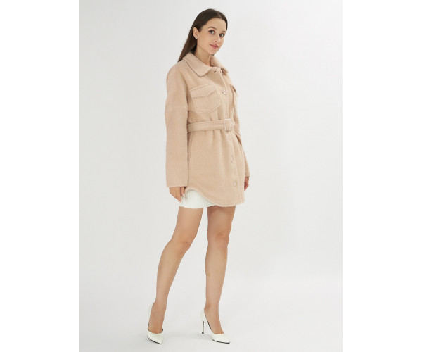 Полупальто демисезонное бежевого цвета 42101B