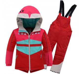 Горнолыжный костюм детский Valianly красного цвета 9006Kr