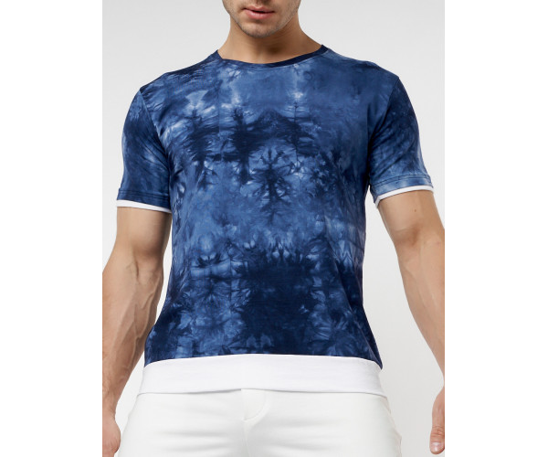 Мужская футболка варенка темно-синего цвета 221004TS