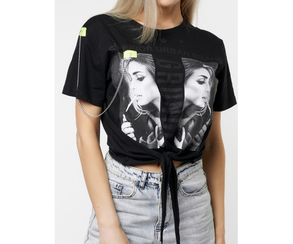 Топ футболка женская черного цвета 06021Ch