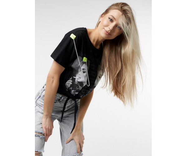 Топ футболка женская черного цвета 06021Ch