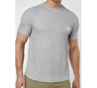 Футболка в полоску серого цвета 221030Sr