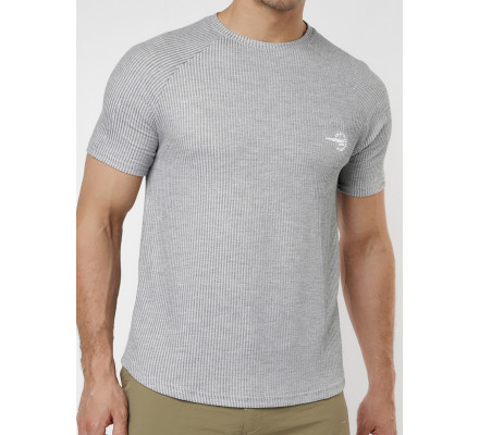 Футболка в полоску серого цвета 221030Sr