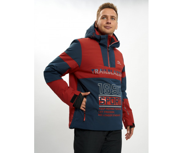 Горнолыжный костюм анорак мужской красного цвета 077024Kr
