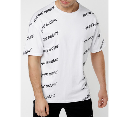Мужская футболка с надписью белого цвета 221085Bl