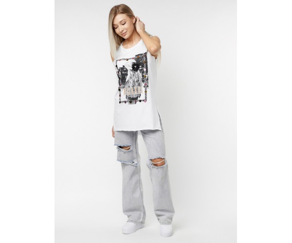 Футболка без рукавов женская белого цвета 8204Bl