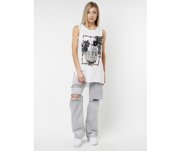 Футболка без рукавов женская белого цвета 8204Bl
