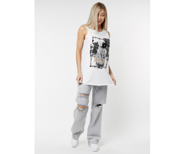 Футболка без рукавов женская белого цвета 8204Bl