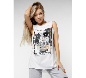 Футболка без рукавов женская белого цвета 8204Bl
