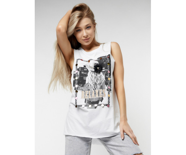 Футболка без рукавов женская белого цвета 8204Bl