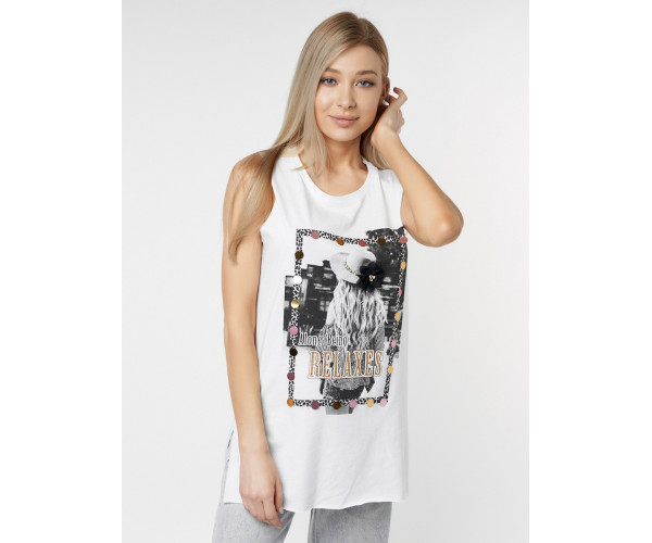 Футболка без рукавов женская белого цвета 8204Bl