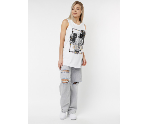 Футболка без рукавов женская белого цвета 8204Bl