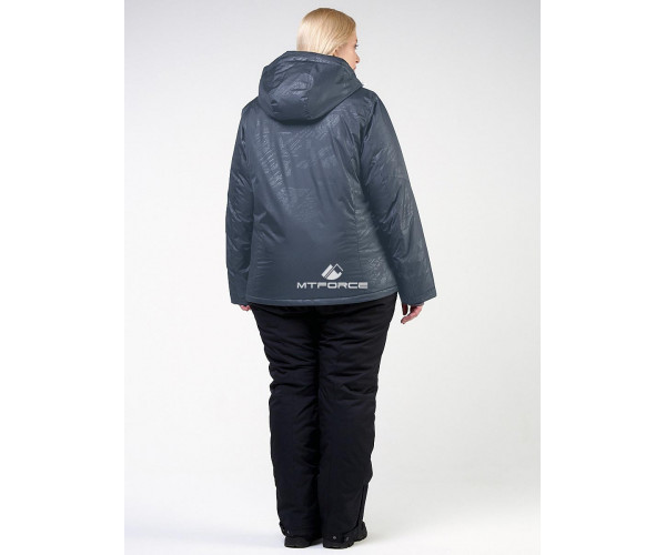 Женский зимний костюм горнолыжный большого размера серого цвета 011982Sr