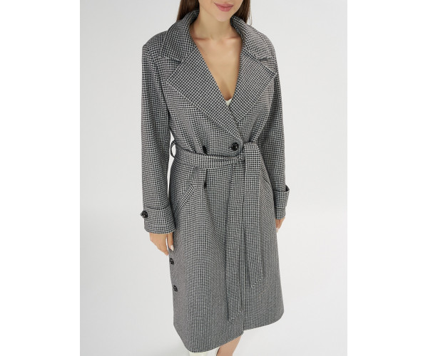 Пальто демисезонное серого цвета 42122Sr