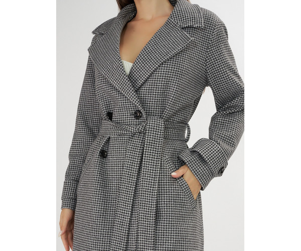 Пальто демисезонное серого цвета 42122Sr