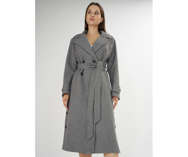 Пальто демисезонное серого цвета 42122Sr