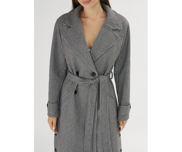 Пальто демисезонное серого цвета 42122Sr