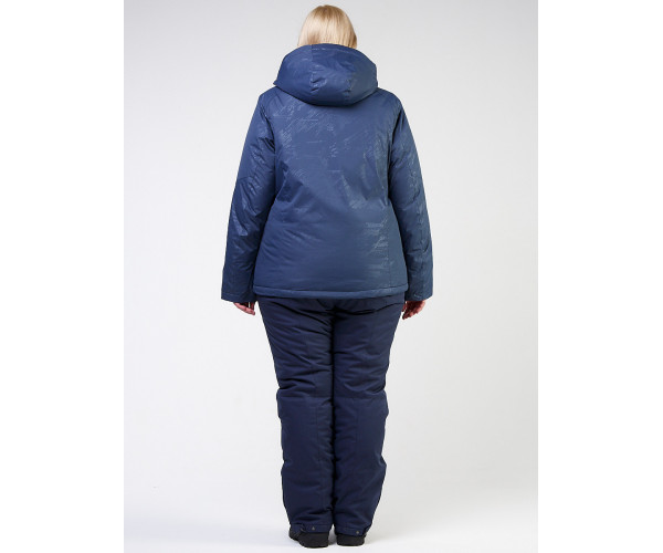 Женский зимний костюм горнолыжный большого размера темно-синего цвета 021982TS