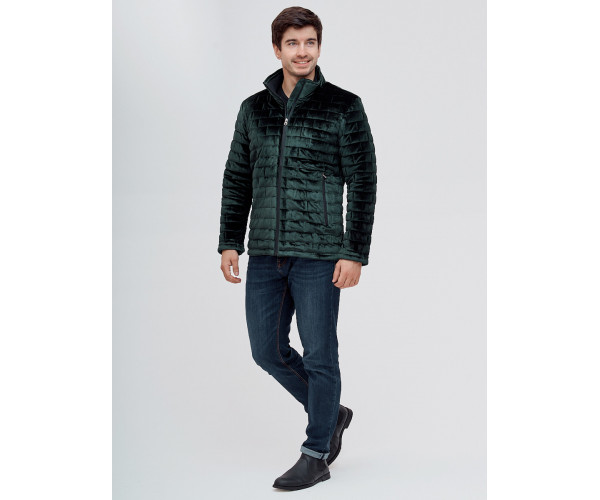 Куртка велюровая классическая Valianly темно-зеленого цвета 93352TZ