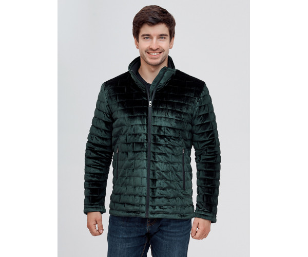 Куртка велюровая классическая Valianly темно-зеленого цвета 93352TZ