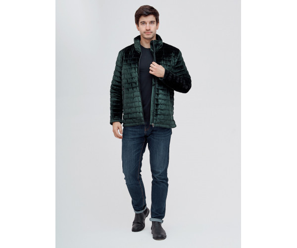 Куртка велюровая классическая Valianly темно-зеленого цвета 93352TZ
