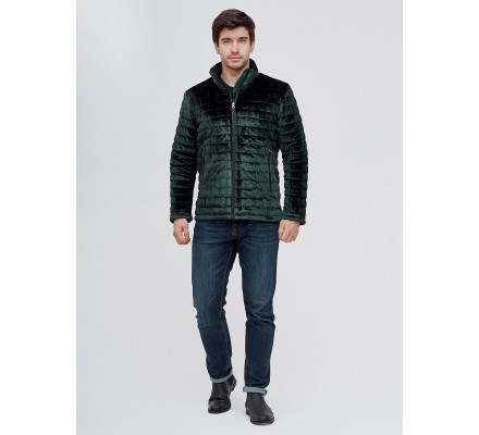 Куртка велюровая классическая Valianly темно-зеленого цвета 93352TZ
