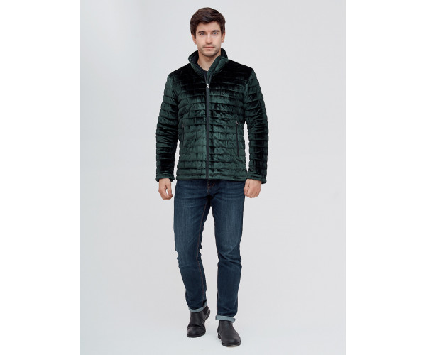 Куртка велюровая классическая Valianly темно-зеленого цвета 93352TZ