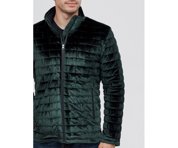 Куртка велюровая классическая Valianly темно-зеленого цвета 93352TZ