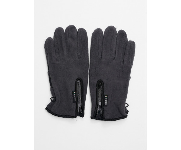 Перчатки мужские на флисе серого цвета 699Sr