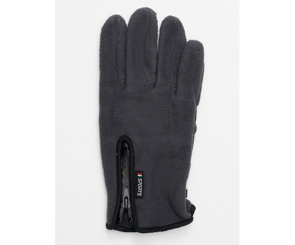 Перчатки мужские на флисе серого цвета 699Sr