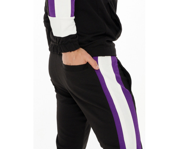 Спортивный костюм трикотажный черного цвета 9156Ch