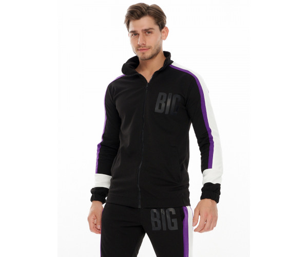 Спортивный костюм трикотажный черного цвета 9156Ch