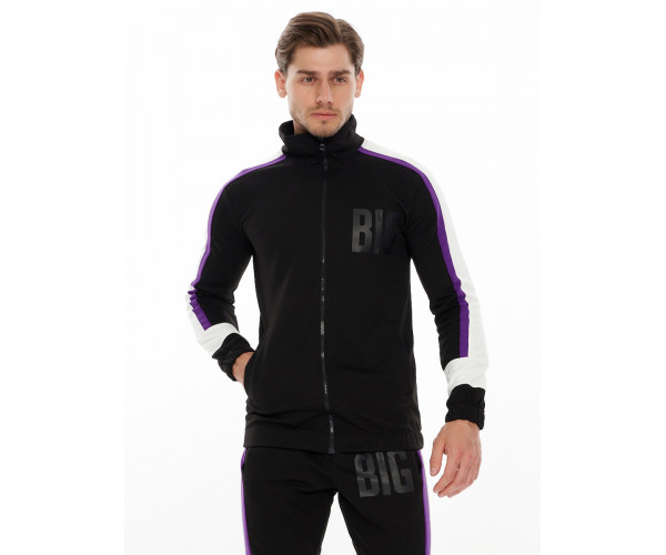 Спортивный костюм трикотажный черного цвета 9156Ch