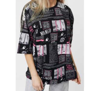 Женские футболки с принтом черного цвета 76091Ch