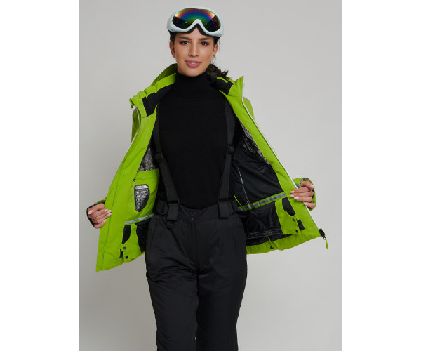 Горнолыжный костюм женский зеленого цвета 077033Z