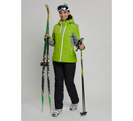 Горнолыжный костюм женский зеленого цвета 077033Z