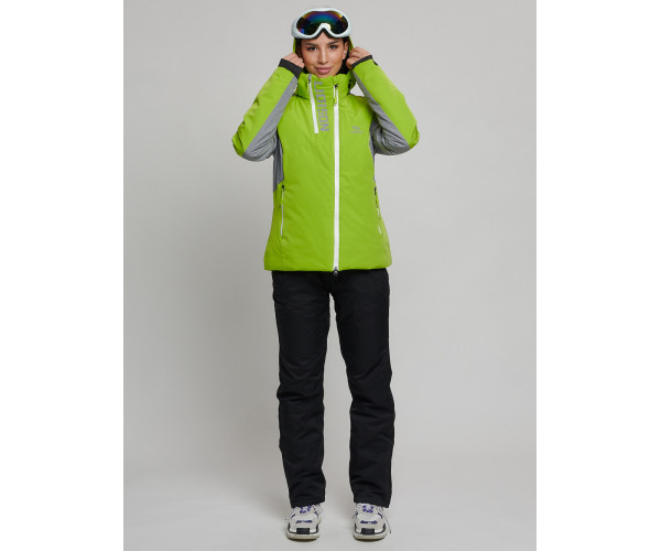 Горнолыжный костюм женский зеленого цвета 077033Z