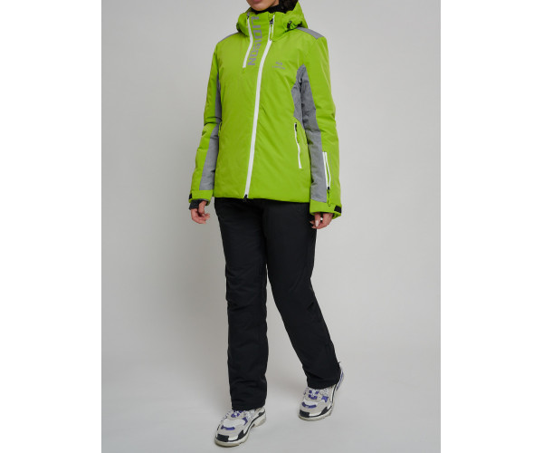 Горнолыжный костюм женский зеленого цвета 077033Z