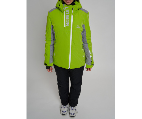 Горнолыжный костюм женский зеленого цвета 077033Z